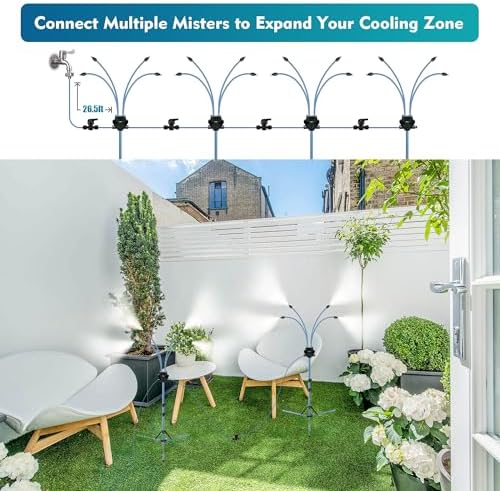 Standing Misters for Outside Patio, Adjustable Height 5.3 FT Stand Misting System for Cooling Outdoor, Portable Water Mister for Mist Playing, Patio Cooling, Backyard, Porch, Sprinkler - Image 6