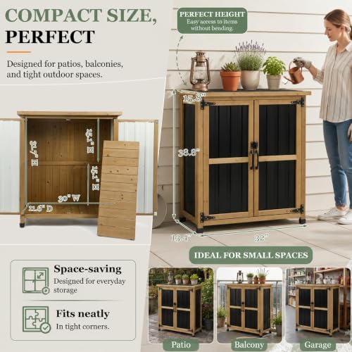 Gowoodhut Outdoor Storage Cabinet Garden Shed Box for Tools Pool Accessorie - Image 6