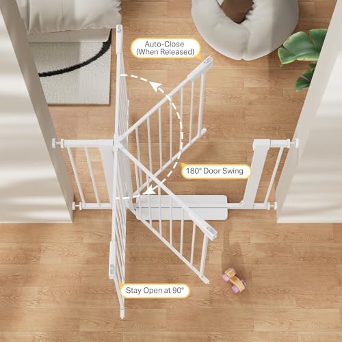Cumbor 36 in Extra Tall Baby Gate for Doorways, 30-40.6 in Dog Gate White - Image 5