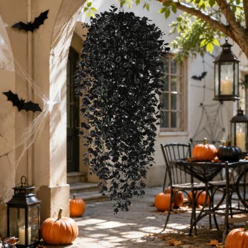 Waipfaru 4Pcs Artificial Hanging Plants, Black Halloween Wall Decor - Image 5