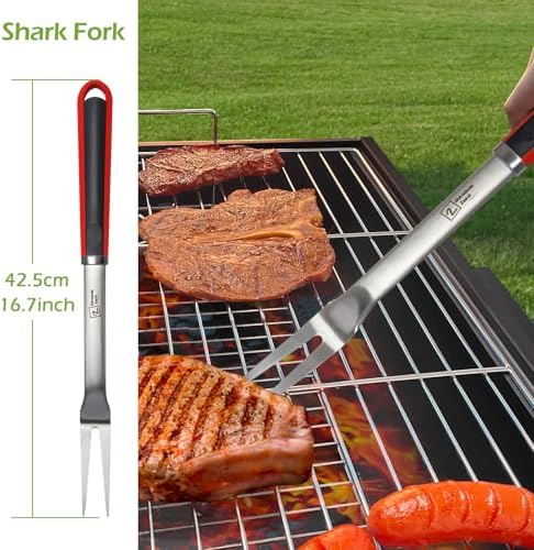 Double Two 4-Piece Stainless Steel BBQ Tool Set - Tong, Fork, Spatula, Brush - Utensils for Grill - Tools for Outdoor Grilling- BBQ Kits - Image 3
