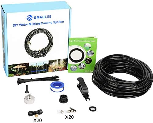 GMAULEE Misting Cooling System, DIY 65.6FT(20M) Misting Line +20 Brass Mist Nozzles+ a Brass Connector(3/4'') Outdoor Mister System for Patio Waterpark Garden Trampoline Greenhouse - Image 6