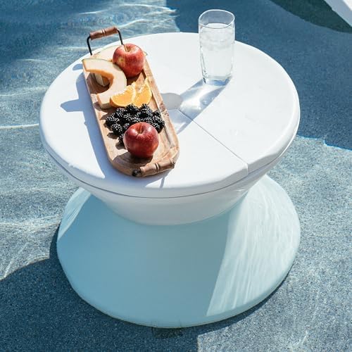 Ledge Lounger in-Pool Side Table (Cloud, with Ice Storage) - Lid with Umbrella Hole - Image 2