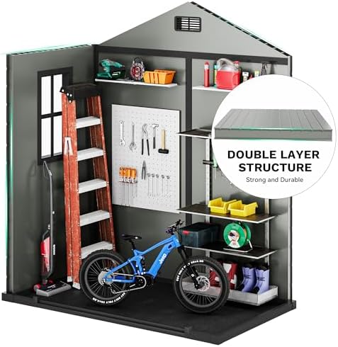 DWVO 6x4ft Plastic Outdoor Storage Shed with Floor, Window & Vents - Image 5