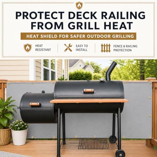 Heat Shield for Wall Behind Grill, 10'X3' Outdoor Grill Heat Shield Mat Grey Fireproof Fence Cover and Screen Heavy Duty BBQ Wall Protector Deck Railing Protection from Grill - Image 3
