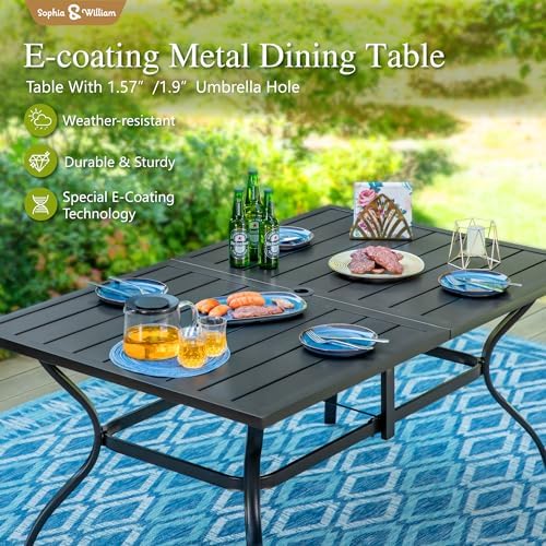Sophia & William Patio Dining Set for 6 w/Swivel Textilene Chairs, Blue - Image 5