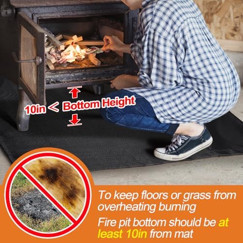 Fire Pit Mat, 37.8"x 39.4" Fireproof Blanket for Under Fire Pit, Black - Image 3