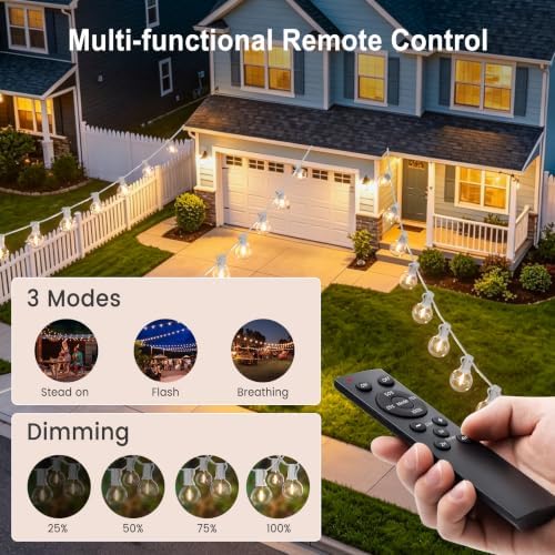 Outdoor-String-Lights with Remote 102FT Waterproof lights for Outside Patio - Image 3