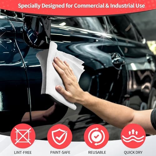 White Microfiber Cleaning Cloth, 150 Pack Shop Towels All-Purpose Cleaning Rags, Bulk Lint-Free Washcloth Reusable Microfiber Towels for Cars Mechanic Garage & Housekeeping 11.5"*11.5" - Image 3