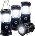 Collapsible Portable LED Camping Lantern XTAUTO Lightweight Waterproof Solar USB Rechargeable LED Flashlight Survival Kits for Indoor Outdoor Home Emergency Light Power Outages Hiking Hurricane 4-Pack by XTAUTO