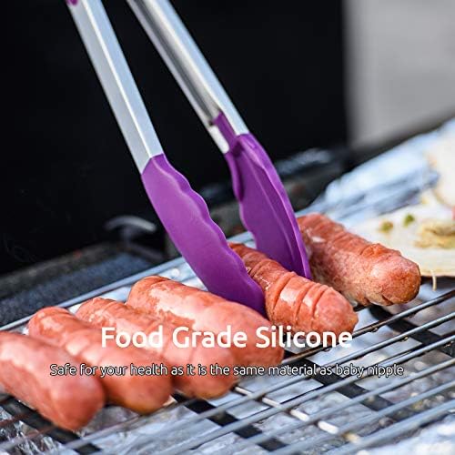 U-Taste Kitchen Tongs for Cooking, 600ºF Heat-Resistant Tps, 3Pcs/Purple - Image 4