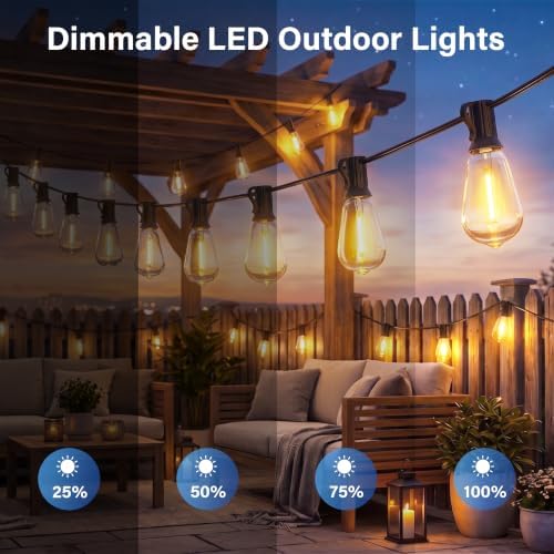 Guhope 54 FT Outdoor String Lights for Outside, Dimmable ST38 Edison LED Patio Lights with Timer, 3 Lighting Modes, IP45 Waterproof String Lights with Remote for Backyard Garden Porch Party Decor - Image 6