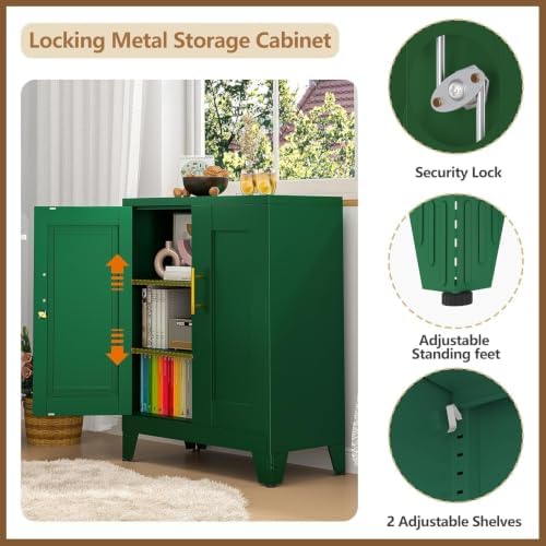 GAIOUS 36" Metal Office File Cabinet, Green Locked Garage Storage Cabinets - Image 5
