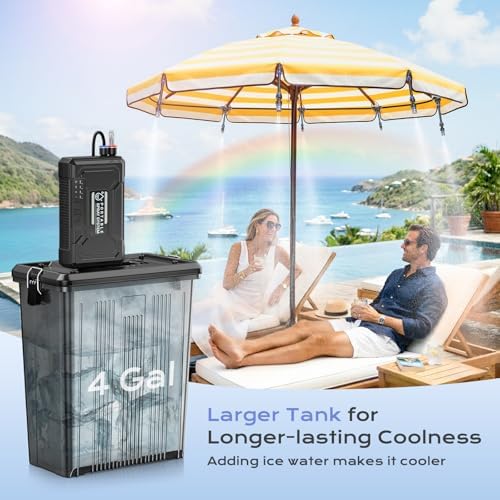 Portable 4 Gallon Misting System with 15000mAh Rechargeable Pump, 33FT Hose – Powerful Outdoor Water Bucket Misters for Outside Patio Cooling, Backyard, Canopy, Camping, Umbrella, Sports, Greenhouse - Image 2