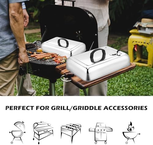 Leonyo 13x9IN Stainless Steel Griddle Basting Cover Dome With Vent, 2 Pack - Image 6