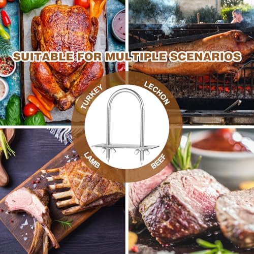 4 Pcs Steel Rotisserie Fork U Bolt Adjustable Spit Rod, 5.5" L - Image 5