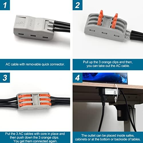 Litever Gun Safe Power Outlet Strip with 2 USB Ports. ETL Certified. Black. - Image 4