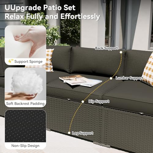 Aoxun Patio Furniture Set, 11 Piece Outdoor Sectional Sofas with Waterproof Cover, 10 Seats Wicker Rattan Outdoor Furniture Patio Conversation Set for Backyard, Garden Black - Image 2