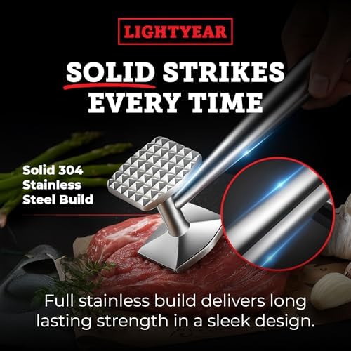 Lightyear Meat Tenderizer – Stainless Steel Meat Mallet - Image 2