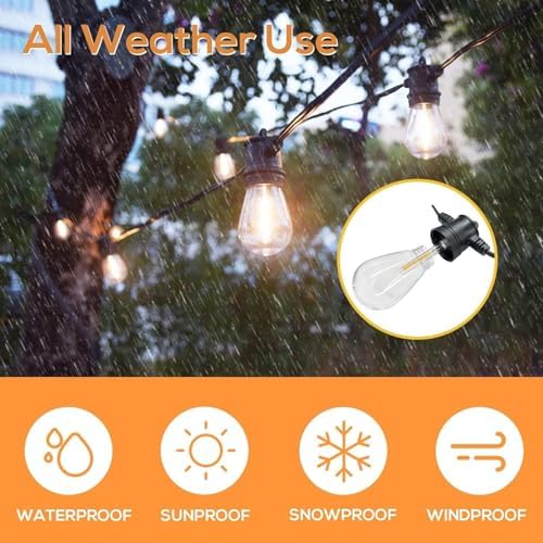 SUNTHIN 48FT Outdoor String Lights with 16 LED Shatterproof Bulbs - Image 5