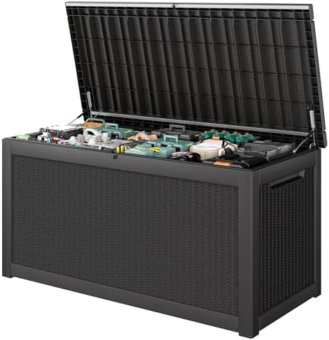 Outdoor Storage Waterproof Deck Box for Patio (300 Gallon, Black) by Unknown