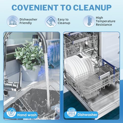 Air Fryer Accessories with 8pcs Foot Cover - 8" Square 3 Stackable Dehydrator Racks Fits 5.8 QT Air Fryer Racks for Cosori, Instant Vortex, Nuwave, Ninja Foodi Grill 304 Stainless Steel - Image 6