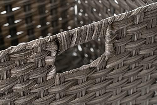 Foldable Synthetic Plastic Wicker Storage Basket with Iron Wire Frame By Blue Ridge Basket Company (Set of 4) - Image 3
