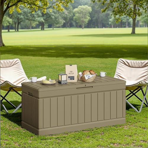 JUMMICO 78 Gallon Deck Box Waterproof Resin Outdoor Storage Box - Image 7
