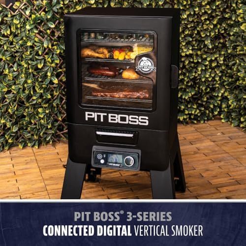 Pit Boss 3-Series WiFi & Bluetooth Digital Vertical Smoker with LCD Digital Controller and Wood Chip Tray, 880-Sq. In. 4-Rack Cooking Space, 100°F to 300°F Temperature Range, Meat Probe, Black - Image 2
