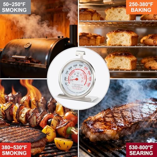 Oven Thermometer 3.23" Dial 50-500°F, NSF Food Safety Zones 2-Pack - Image 7