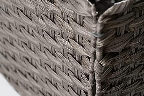 Foldable Synthetic Plastic Wicker Storage Basket with Iron Wire Frame By Blue Ridge Basket Company (Set of 4) - Image 4