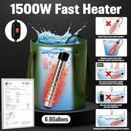 Portable Shower for Camping, 6000mAh Rechargeable Camp Shower Pump with Large Capacity Foldable Bucket, Filtered Shower Head, Outdoor Camping Shower Kit for Travel, Pet Bath, Car Washing - Image 4