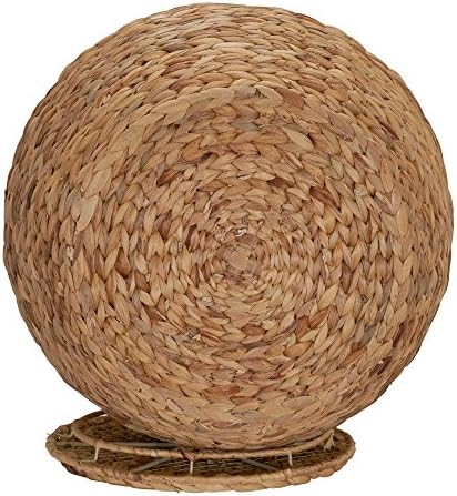 Household Essentials Round Handwoven Water Hyacinth Barrel Wicker Storage Basket Side Table, Natural Finish - Image 3