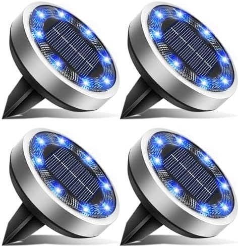 btfarm 4 Pack Solar Lights Outdoor Waterproof, 8 LED Solar Ground Lights by btfarmdecorativelighting