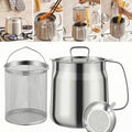 50oz 304 Stainless Steel Deep Fryer Pot with Basket & Strainer, Large Capacity Bacon Grease Container for Kitchen,Frying, Cooking, Camping,Oil Filter Container - Dishwasher Safe (50oz/1.5L/1.7Qt) by ComingandPurchasenow