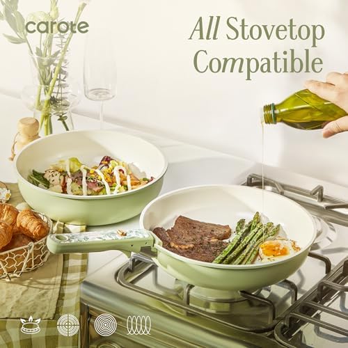 CAROTE 25pcs Ceramic Cookware Sets, Detachable Handle Pots and Pans Set - Image 6