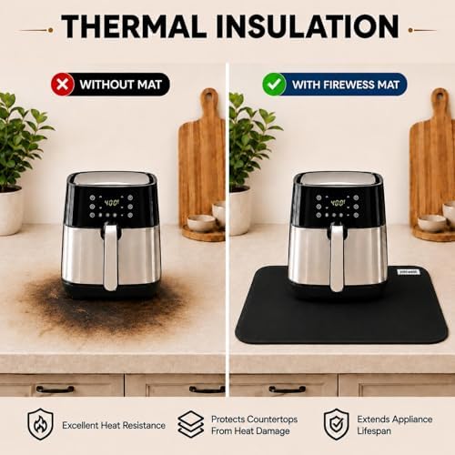 2pack Heat Resistant Mat for Air Fryer, 15x18in Heat Resistant Mat for Countertop, Silicone Kitchen Countertop Hot Pads for Air Fryer, Deep Fryer, Oven - Image 4