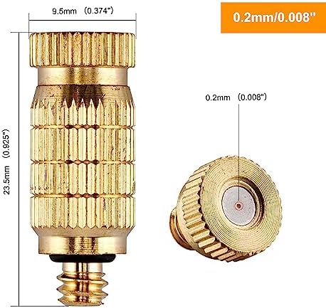 20pcs High Pressure Atomizer Nozzle Brass Misting Nozzles for Outdoor Cooling System, Landscaping, Greenhouse Irrigation, Air Humidification, Anti-Drip Fogging Spray Head(0.008"/0.2mm) - Image 2