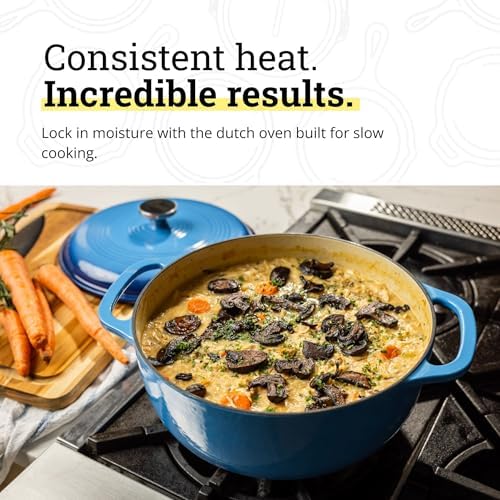 Lodge Essential Enamel Cast Iron Dutch Oven, 6 Quart, Caribbean Blue - Image 3