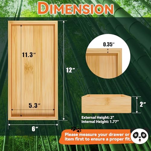 Lixple Bamboo Kitchen Drawer Organizer, 2 Pack, 12" x 6" x 2" - Image 2