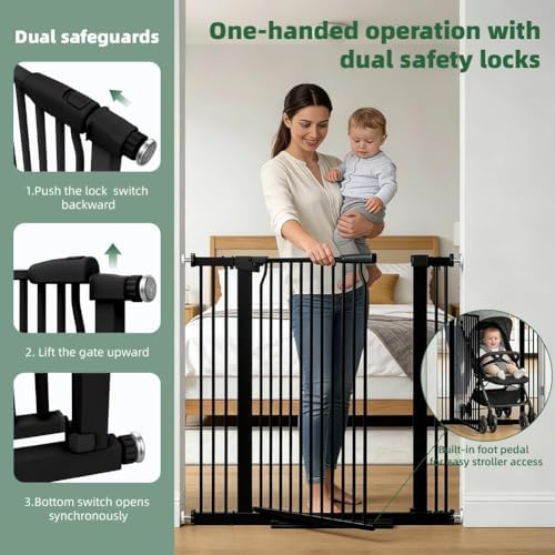40.5" Extra Tall Baby Gate for Doorways, 71.2-76.7" Tall Wide Dog Pet Gates - Image 4
