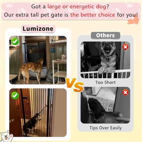 Lumizone Extra Tall Cat Gate 55.12" High 63.39"-67.71" Wide Pet Gate White - Image 5