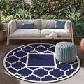 GENIMO Outdoor Rug, Waterproof Plastic Rugs for Patio, 8' Round Blue White by GENIMO