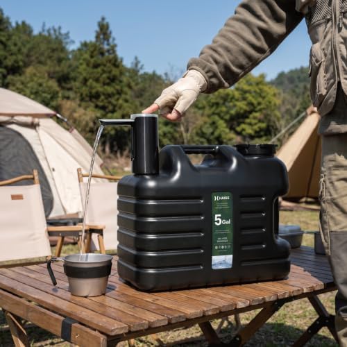 HAIGE 5 Gallon Camping Water Container with Electric Pump & Spigot Black - Image 2