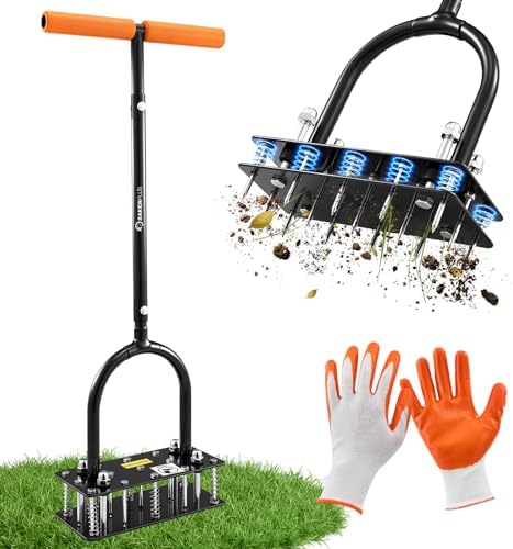 Sakerplus Aerator Lawn Tool, Hand Metal Spike Lawn Aerator by SakerPlus