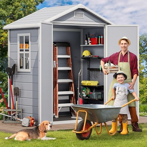 DWVO 6x4 FT Resin Storage Shed with Reinforced Floor, Window & Vents - Image 3
