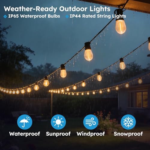 GvvooHome 200FT S11 LED Outdoor String Lights with App & Remote, Low-Voltage Patio Lights with Music Sync, 4 Lighting Modes, Dimmable, Waterproof LED Outdoor Lights for Backyard, Porch, Deck, Garden - Image 6