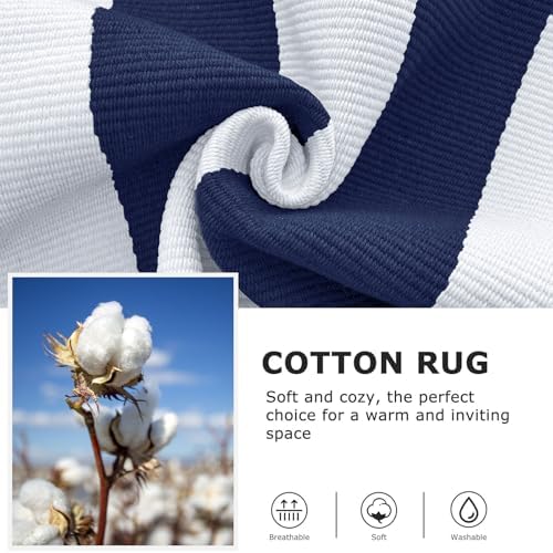 IOHOUZE 27.5x43 Striped Outdoor Door Mat, Washable Porch Rug, Navy/White - Image 6