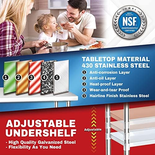 DuraSteel 30x30 NSF Stainless Steel Cart - Heavy Duty Rolling Food Prep Table with Undershelf - Metal Utility Cart for Commercial Restaurant Kitchen, Laundry, Outdoor Portable BBQ Grill - Image 5