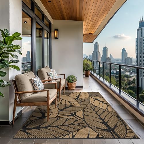 GENIMO Outdoor Rug, Waterproof Plastic Rugs for Patio, 6'x9' Onyx Brown - Image 4